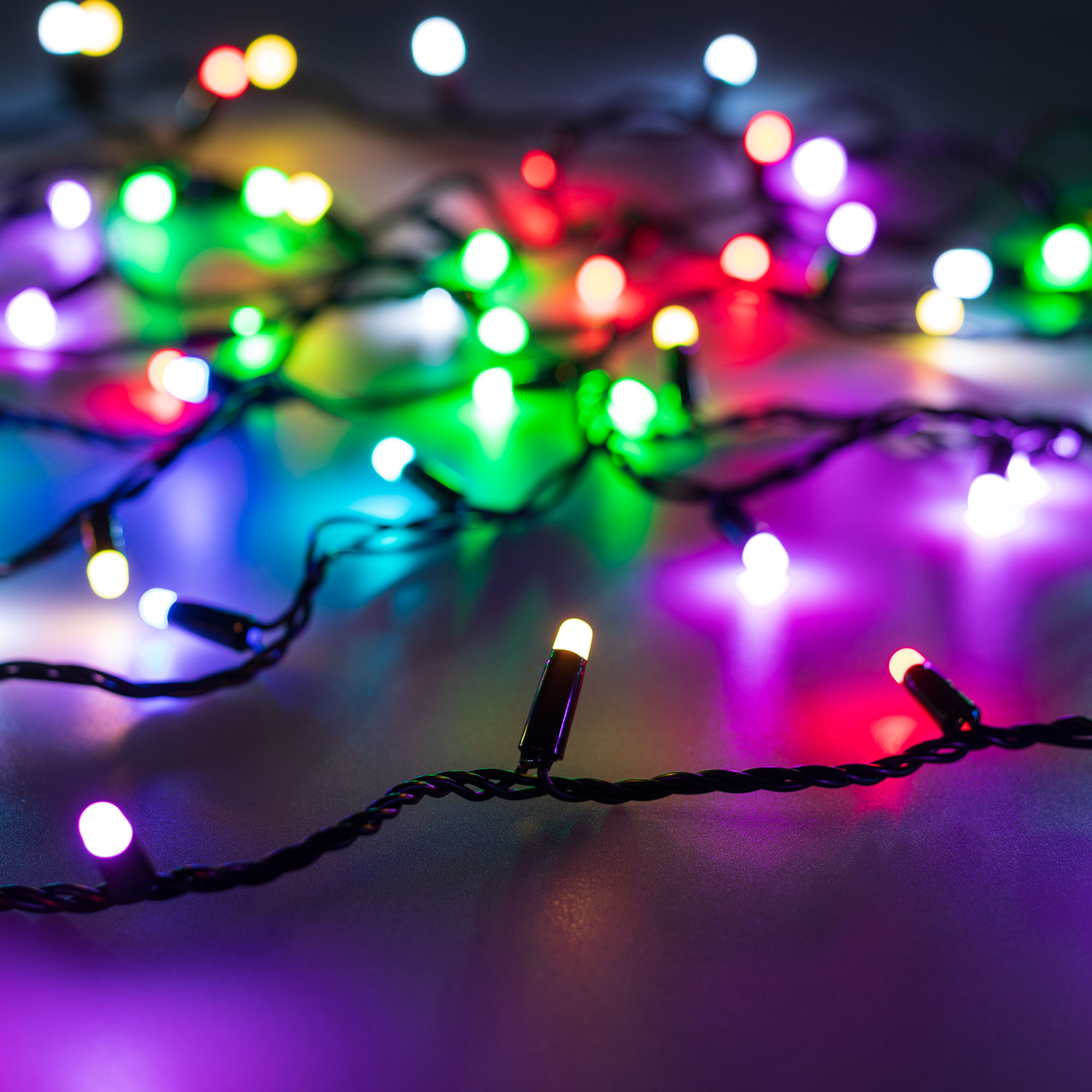 Светодиодная гирлянда ARD-STRING-CLASSIC-10000-BLACK-100LED-MILK-SYNC RGB (230V, 6.5W, RF ПДУ, 4000) (Ardecoled, IP65)