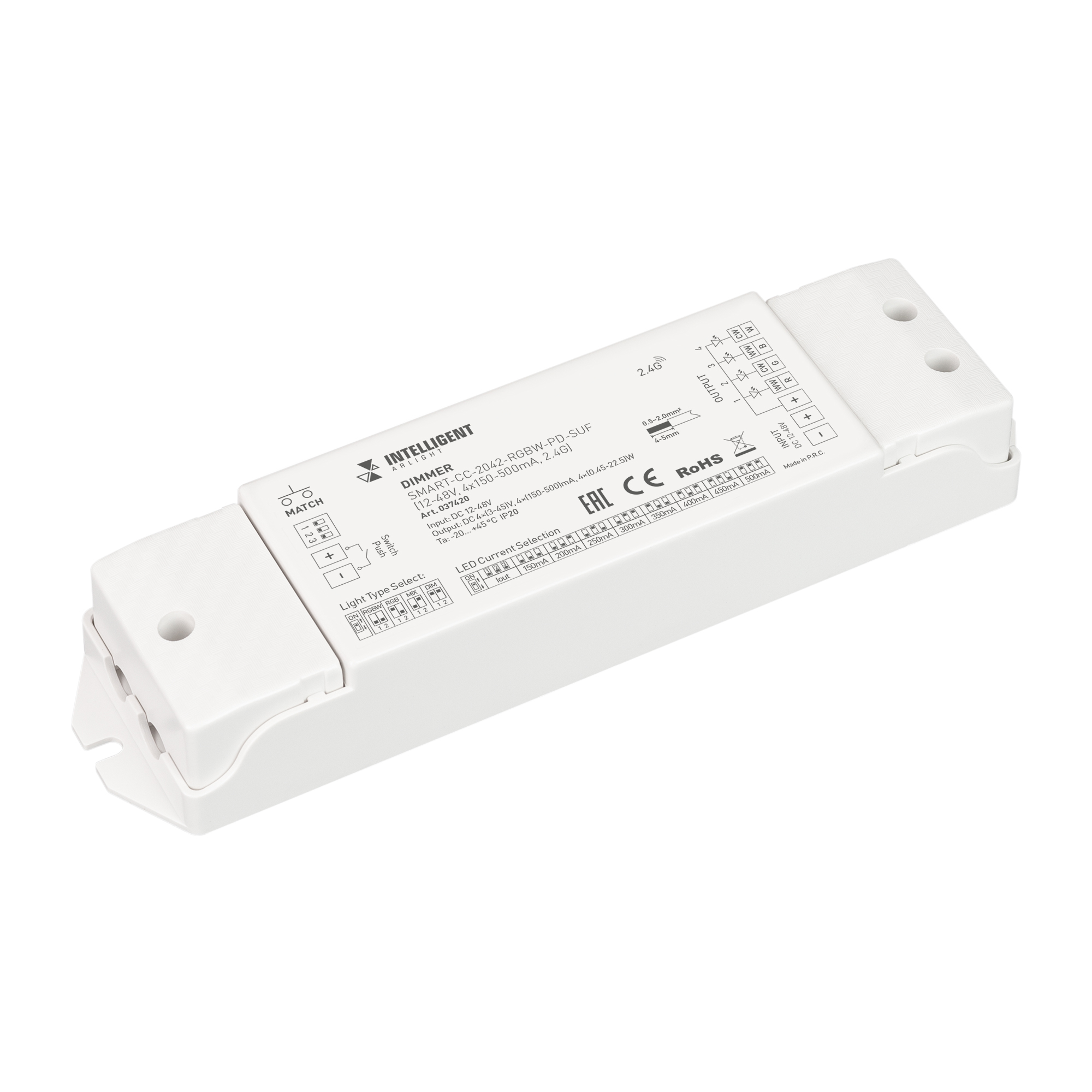 INTELLIGENT ARLIGHT Диммер SMART-CC-2042-RGBW-PD-SUF (12-48V, 4x150-500mA, 2.4G) (IARL, Контроллер)