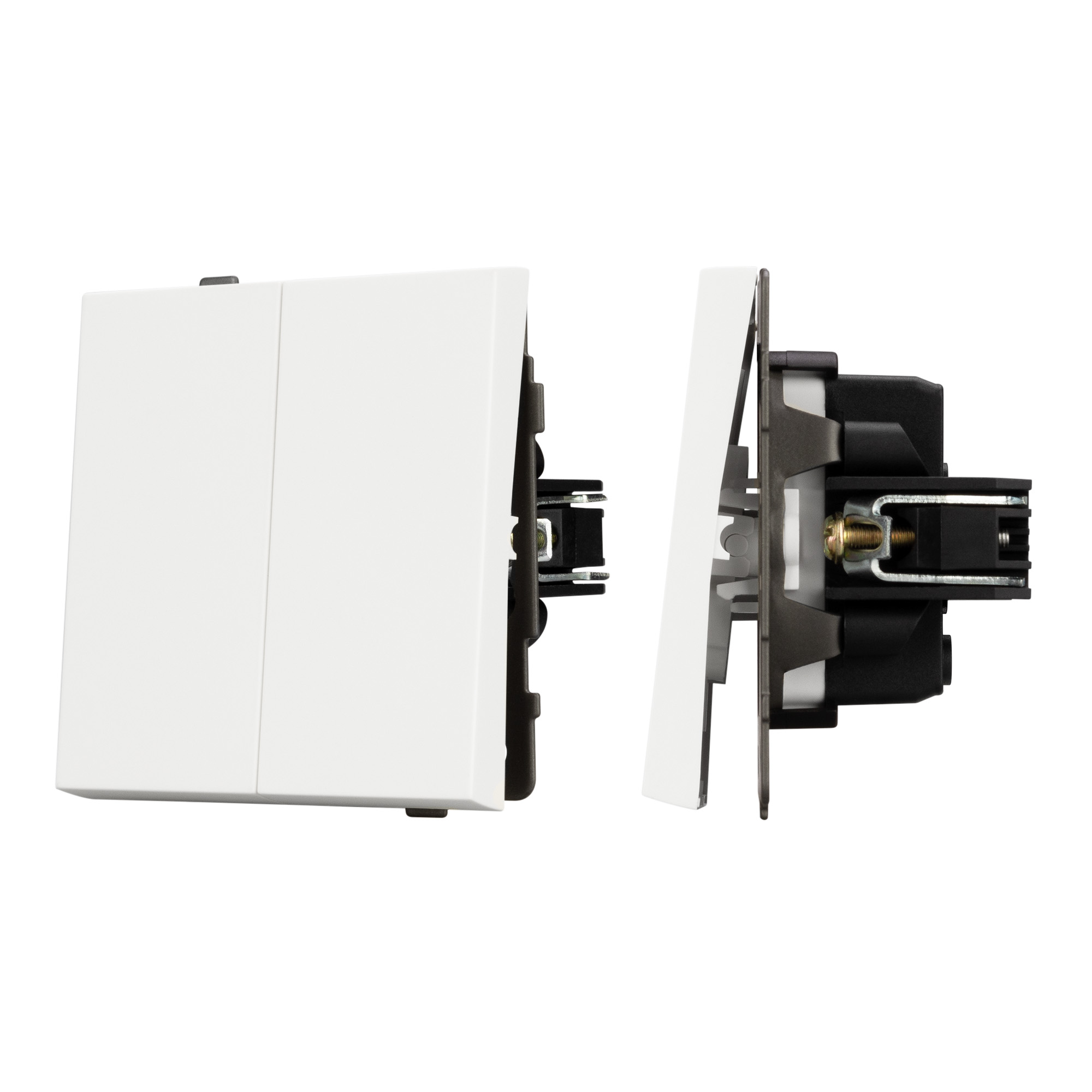 Механизм выключателя двухклавишный непроходной SWT-TENDO-MK02-SFPL-WH (230V, 10A) (Arlight, Матовый белый)