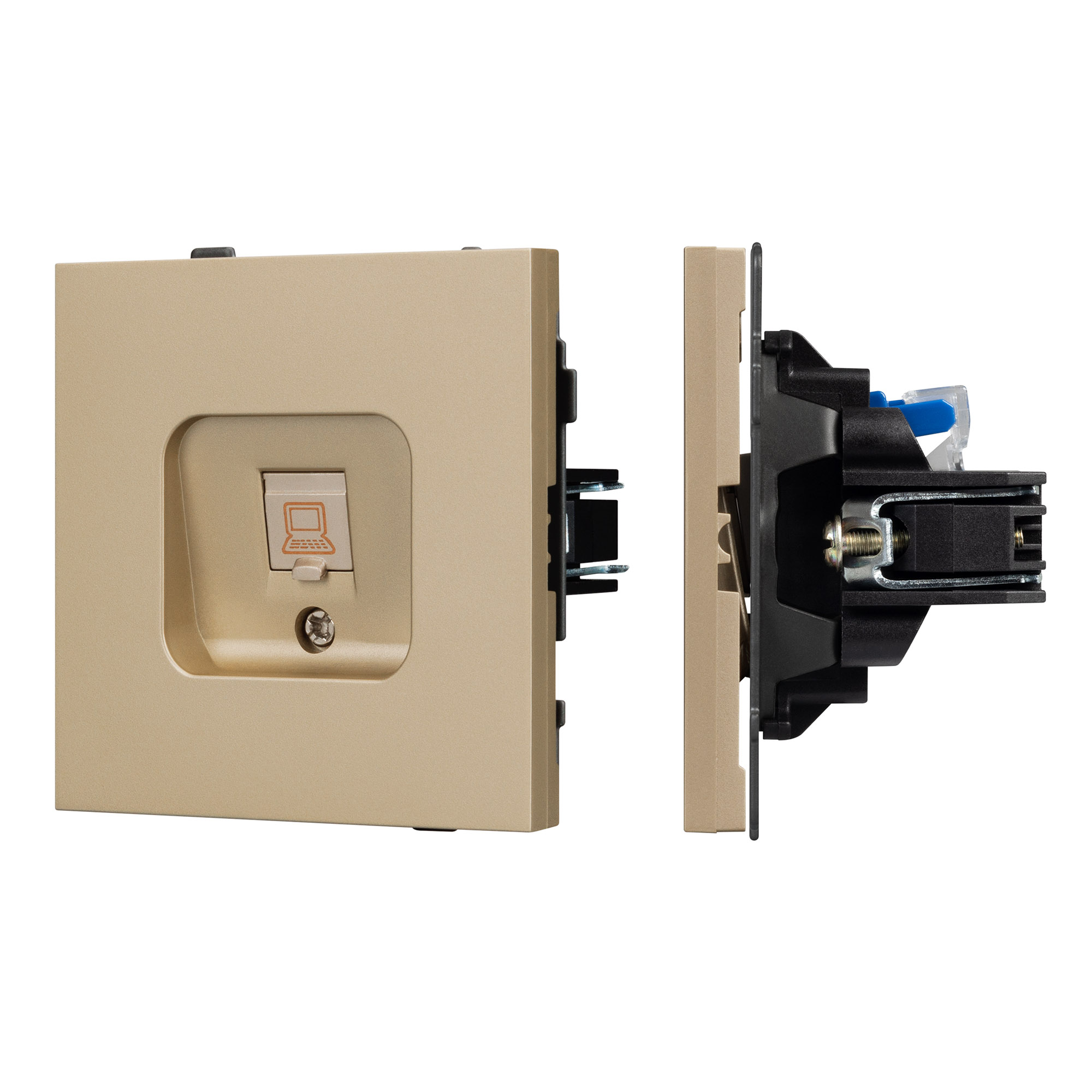 Механизм компьютерной розетки SCT-TENDO-MPC1-SFPL-GD (RJ-45, CAT6) (Arlight, Матовый песочный)