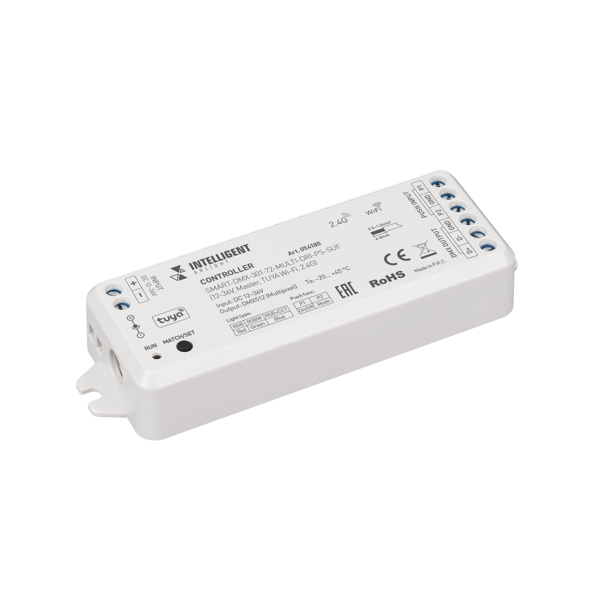 INTELLIGENT ARLIGHT Контроллер SMART-DMX-301-72-MULTI-DRI-PS-SUF (12-36V, Master, TUYA Wi-Fi, 2.4G) (IARL, IP20 Пластик, 5 лет)