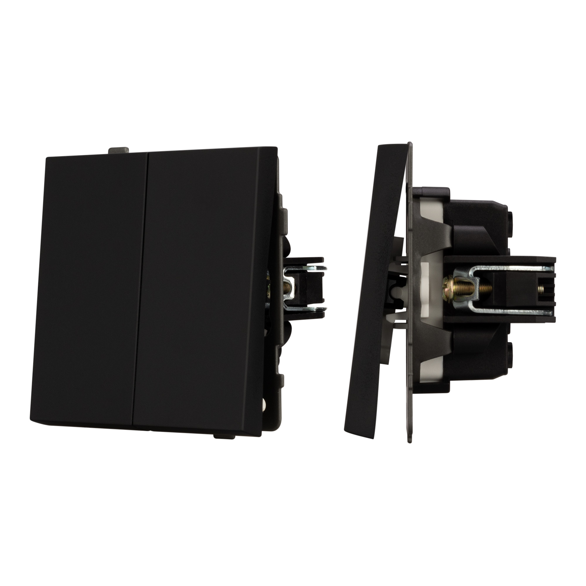 Механизм выключателя двухклавишный проходной SWT-TENDO-MKP2-SFPL-BK (230V, 10A) (Arlight, Матовый черный)