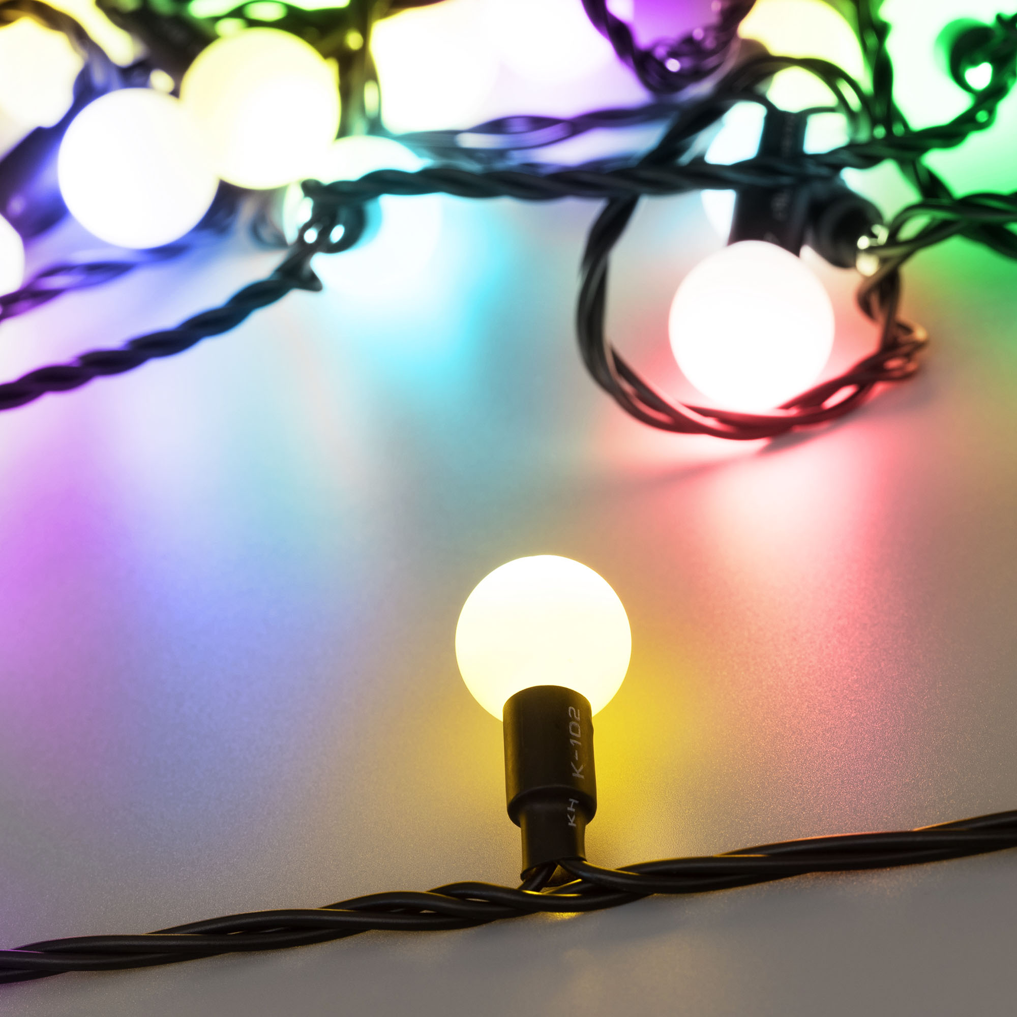 Светодиодная гирлянда ARD-BALL-CLASSIC-D23-10000-BLACK-80LED RGB (230V, 3.5W) (Ardecoled, IP65)