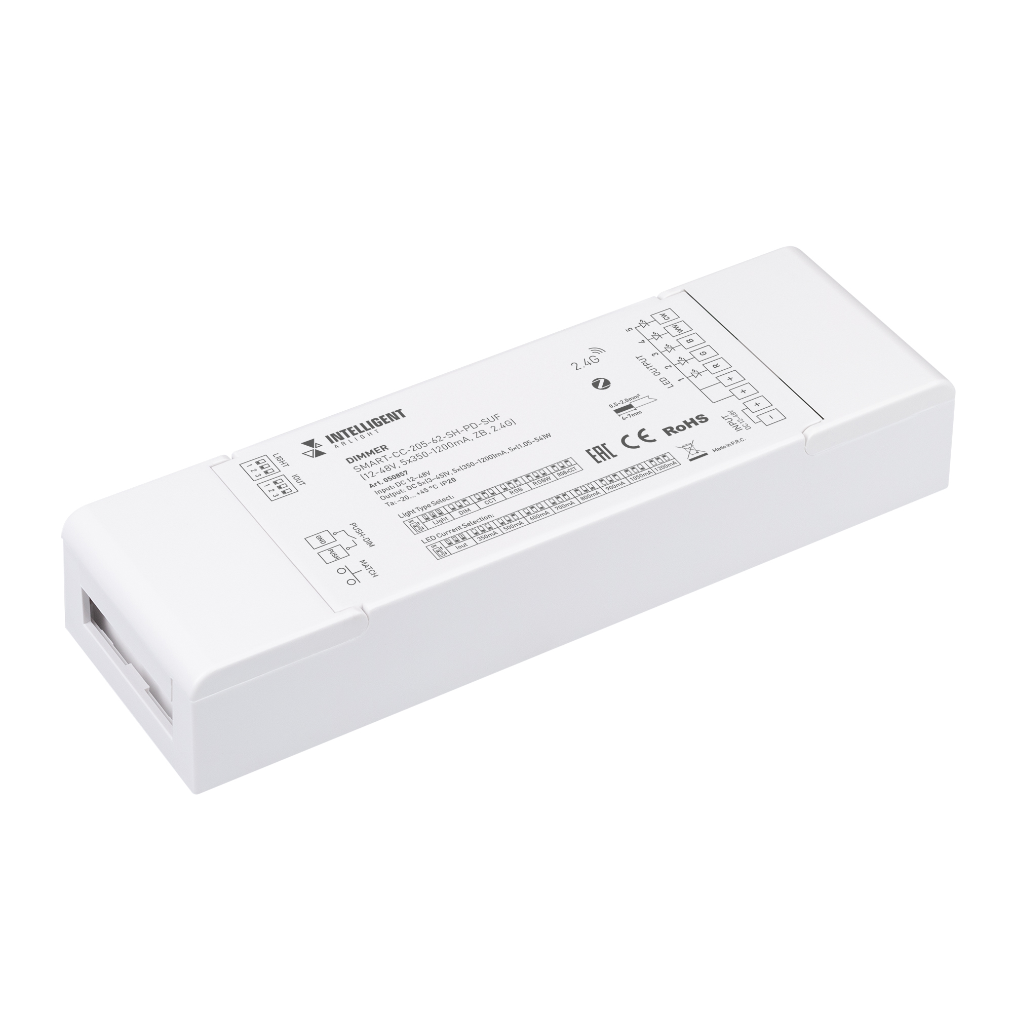 INTELLIGENT ARLIGHT Диммер SMART-CC-205-62-SH-PD-SUF (12-48V, 5x350-1200mA, ZB, 2.4G) (IARL, Контроллер)