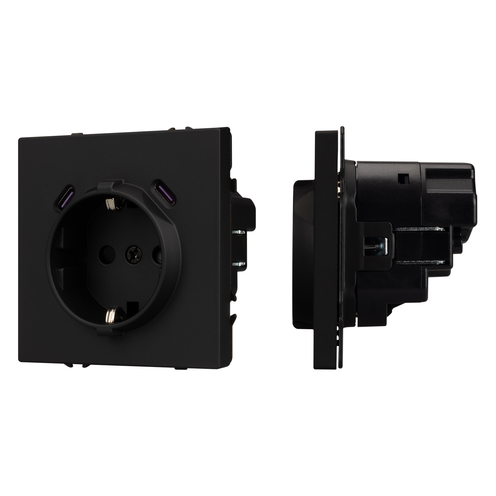 ARL NOBE Розетка зк со шторками с USB тип C+С софт-тач черный оникс SCT-MUCC-SFPL-BK (250V, 16A) (Arlight, -)