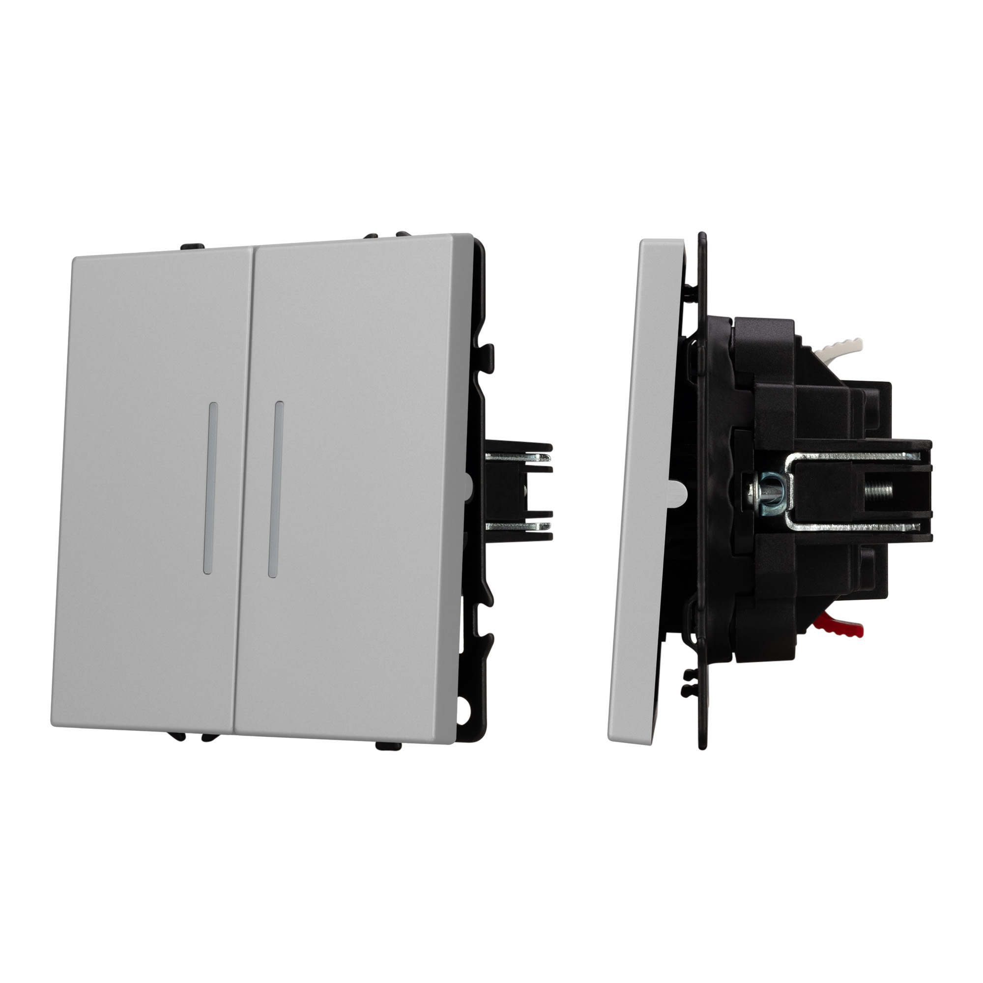 ARL NOBE Выключатель проходной 2 кл подсветка софт-тач никель SWT-MKP2-SFPL-L-IS (250V, 10A) (Arlight, -)