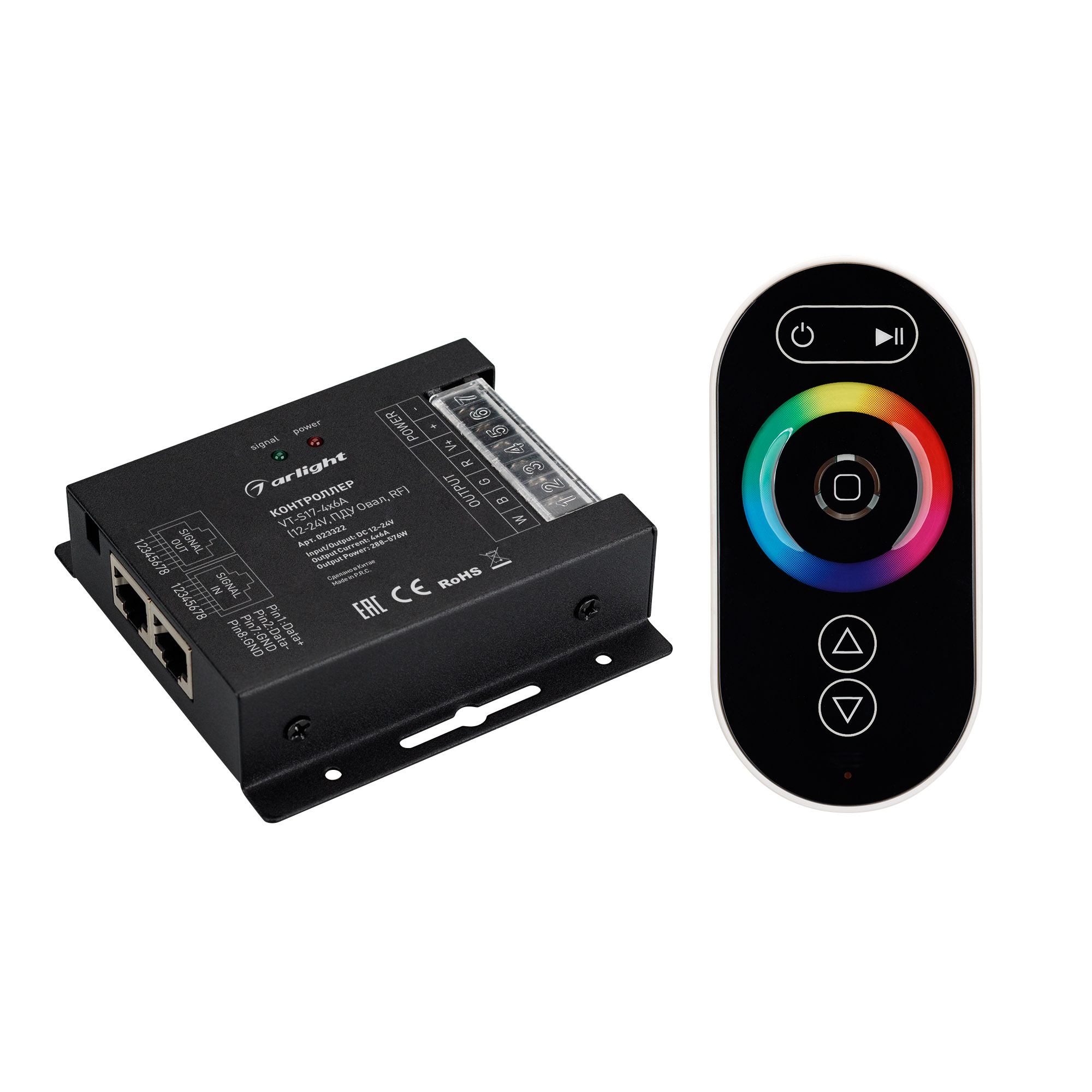 Контроллер VT-S17-4x6A (12-24V, ПДУ Овал, RF) (Arlight, IP20 Металл, 3 года)