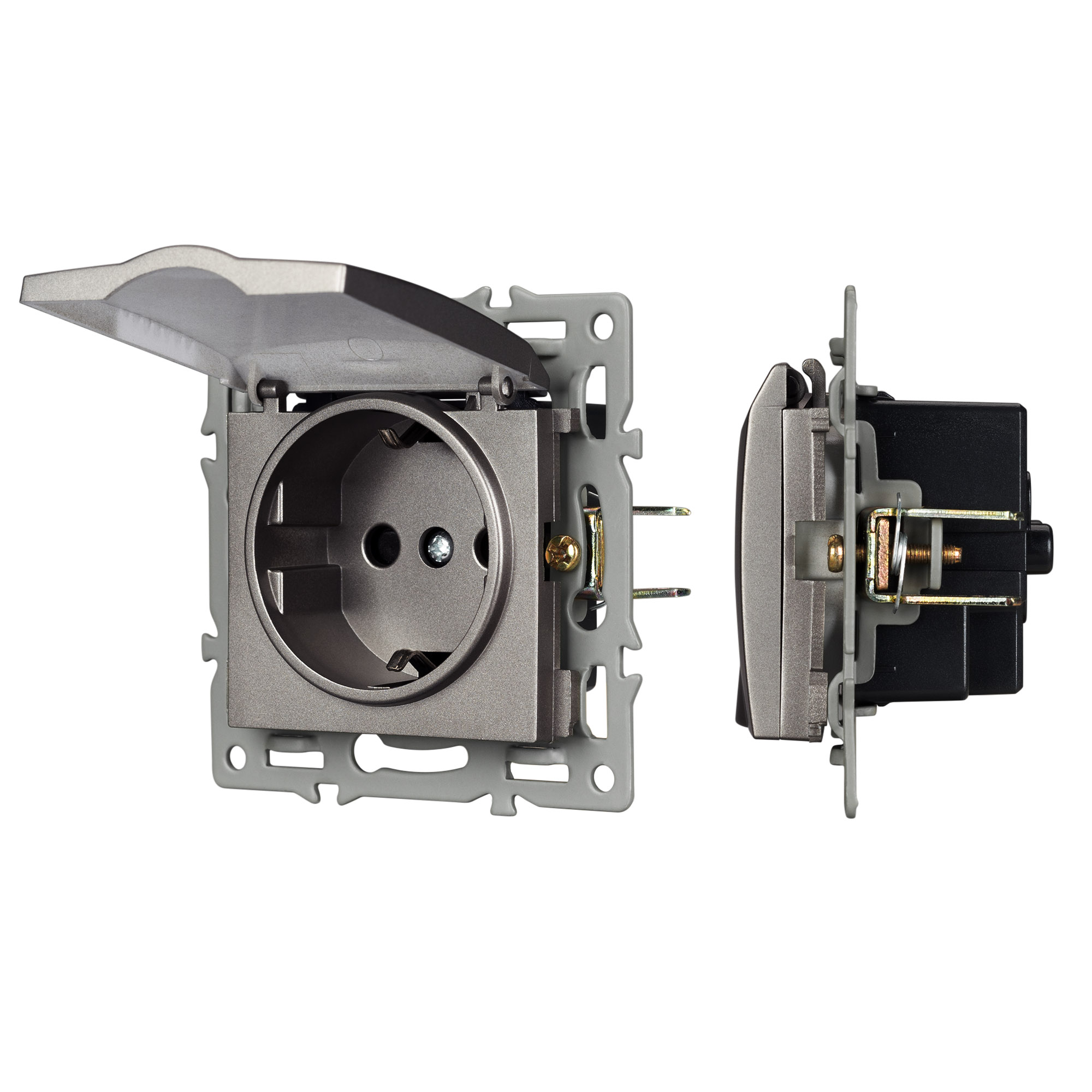 Механизм розетки влагозащищённый SCT-MCP-PL-GR (250V, 16A) (Arlight, -)