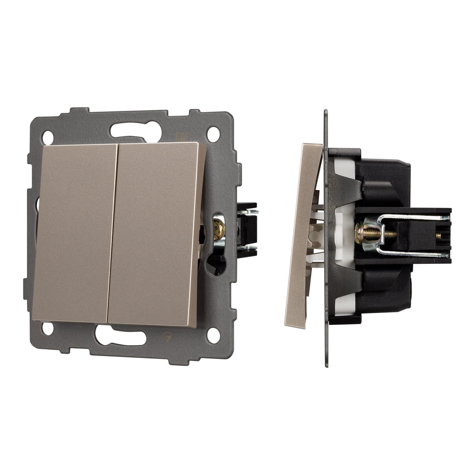 Механизм выключателя двухклавишный непроходной SWT-MK02-PL-GD-V (250V, 10A) (Arlight, -)