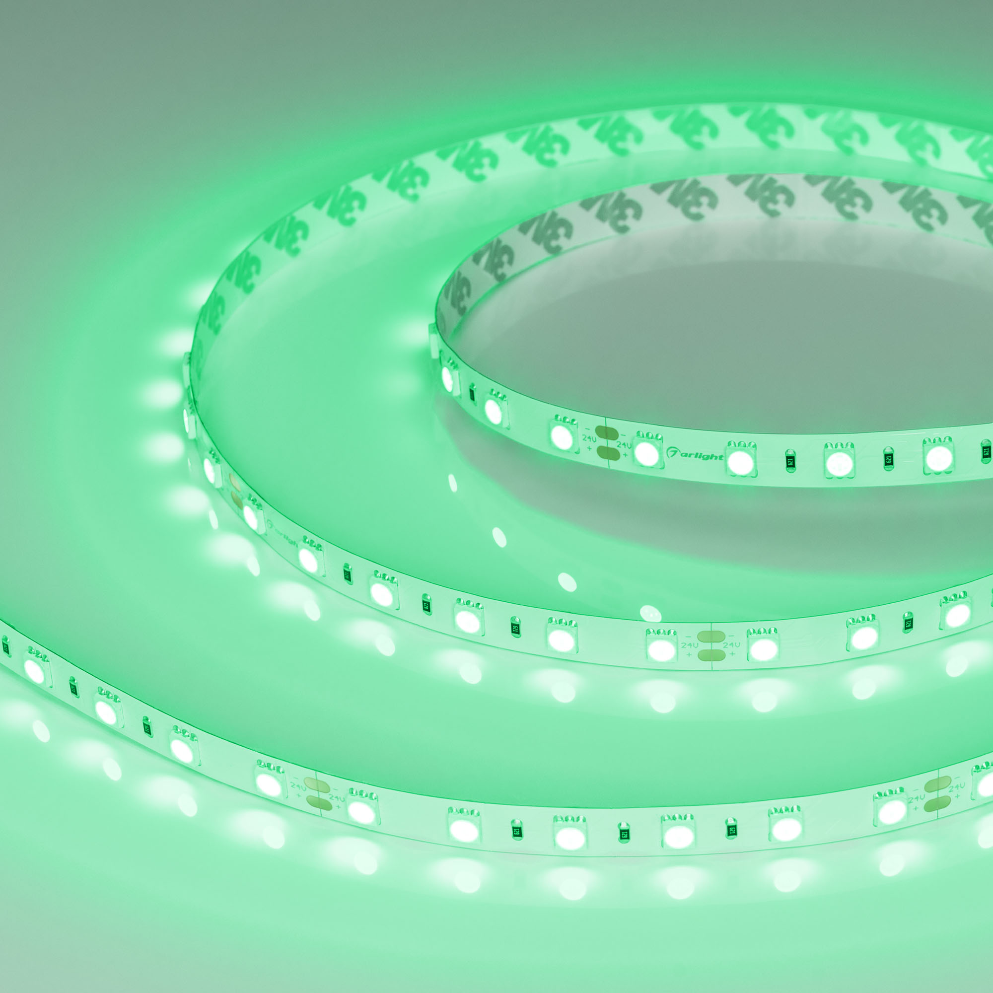 Светодиодная лента RT-B60-10mm 24V Green (14.4 W/m, IP20, 5060, 5m) (Arlight, Открытый)