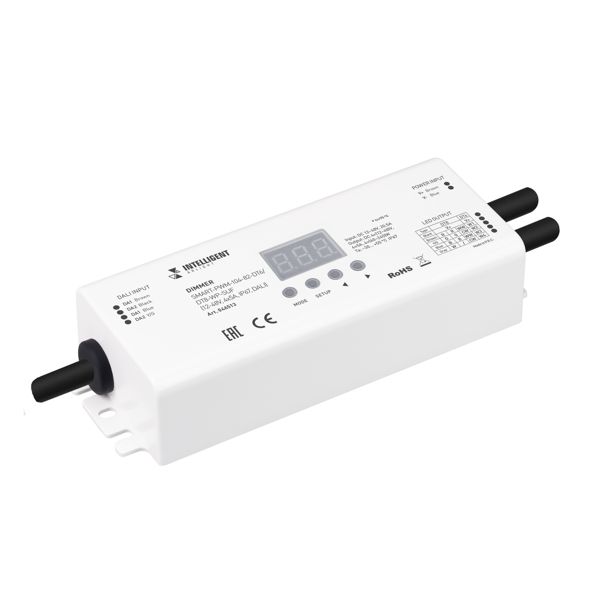 INTELLIGENT ARLIGHT Диммер SMART-PWM-104-82-DT6/DT8-WP-SUF (12-48V, 4x5A, IP67, DALI) (IARL, IP67 Пластик, 5 лет)