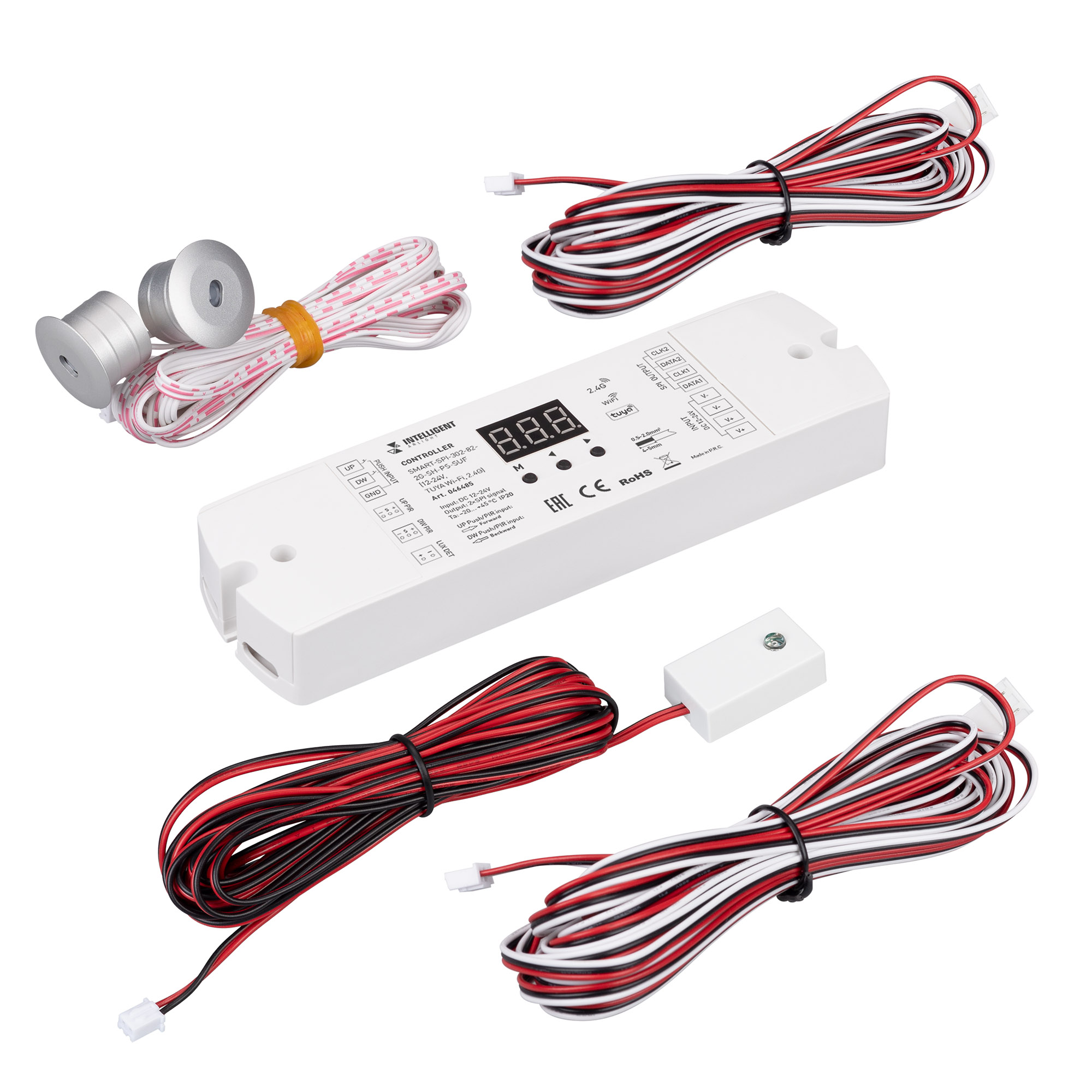 INTELLIGENT ARLIGHT Контроллер лестничный SMART-SPI-302-82-2G-SH-PS-SUF (12-24V, TUYA Wi-Fi, 2.4G) (IARL, IP20 Пластик, 5 лет)