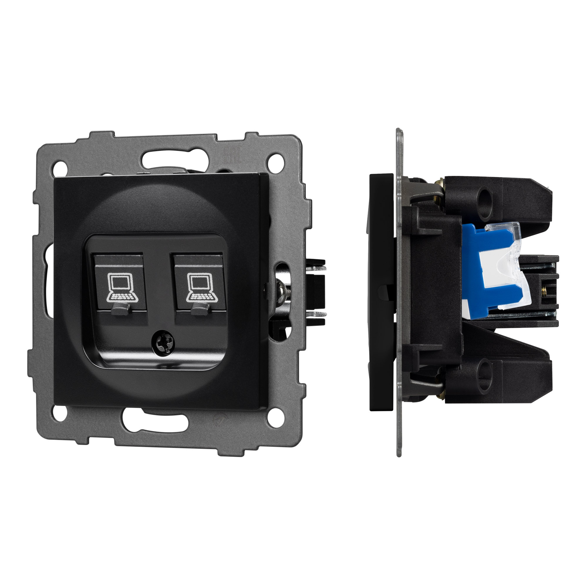 Механизм компьютерной розетки двойной SCT-MPC2-PL-BK-V (RJ-45, CAT6) (Arlight, -)