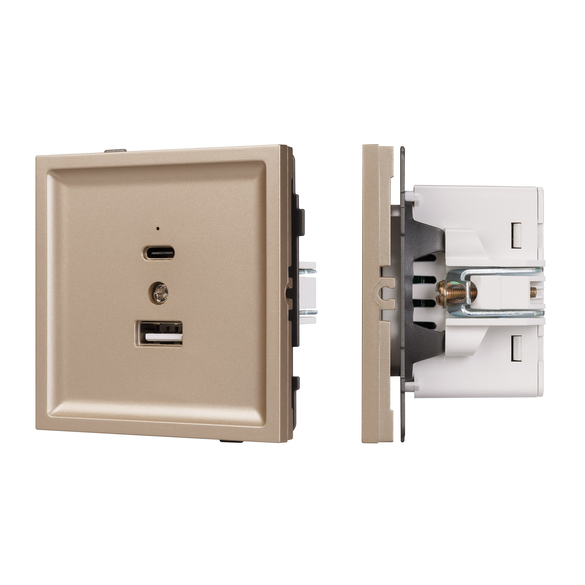 Механизм USB розетки SCT-TENDO-MUAC-PL-GD (5V, 3A, QC3) (Arlight, Песочный)