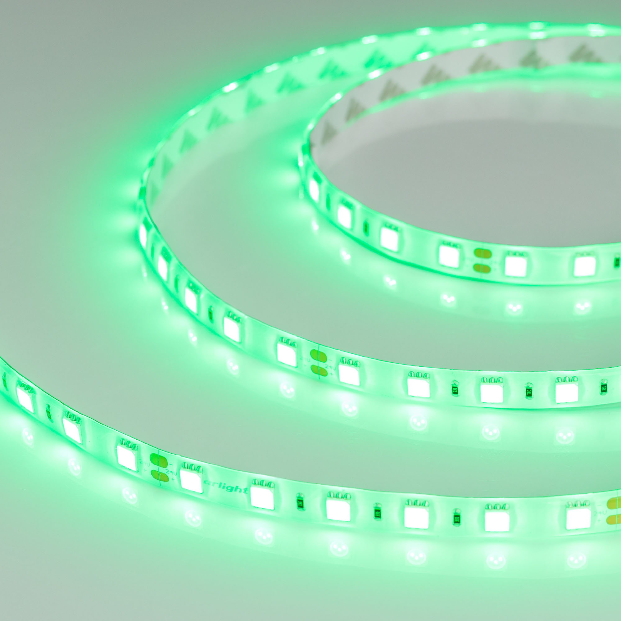 Светодиодная лента RTW 2-5000SE 24V Green 2x (5060, 300 LED, LUX) (Arlight, 14.4 Вт/м, IP65)