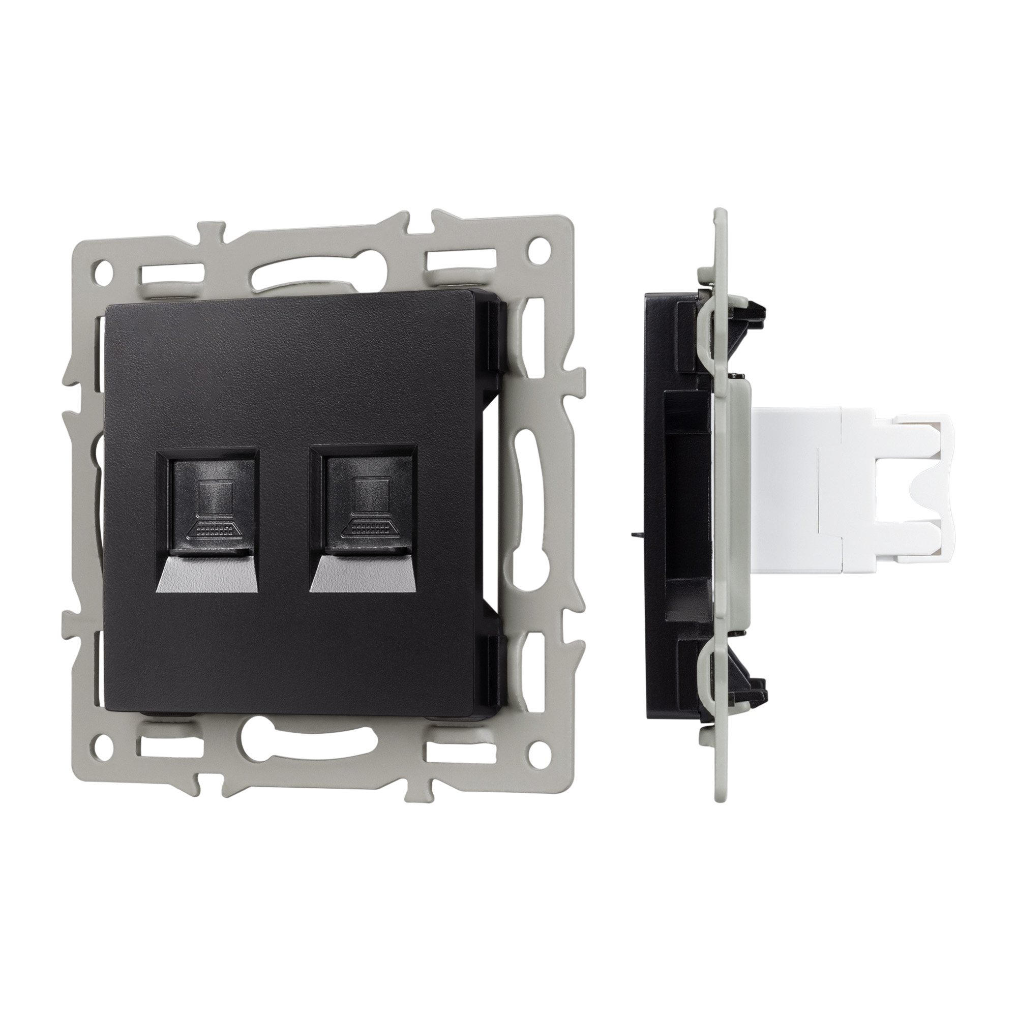 Механизм компьютерной розетки двойной SCT-MPC2-PL-BK (RJ-45, CAT6) (Arlight, -)