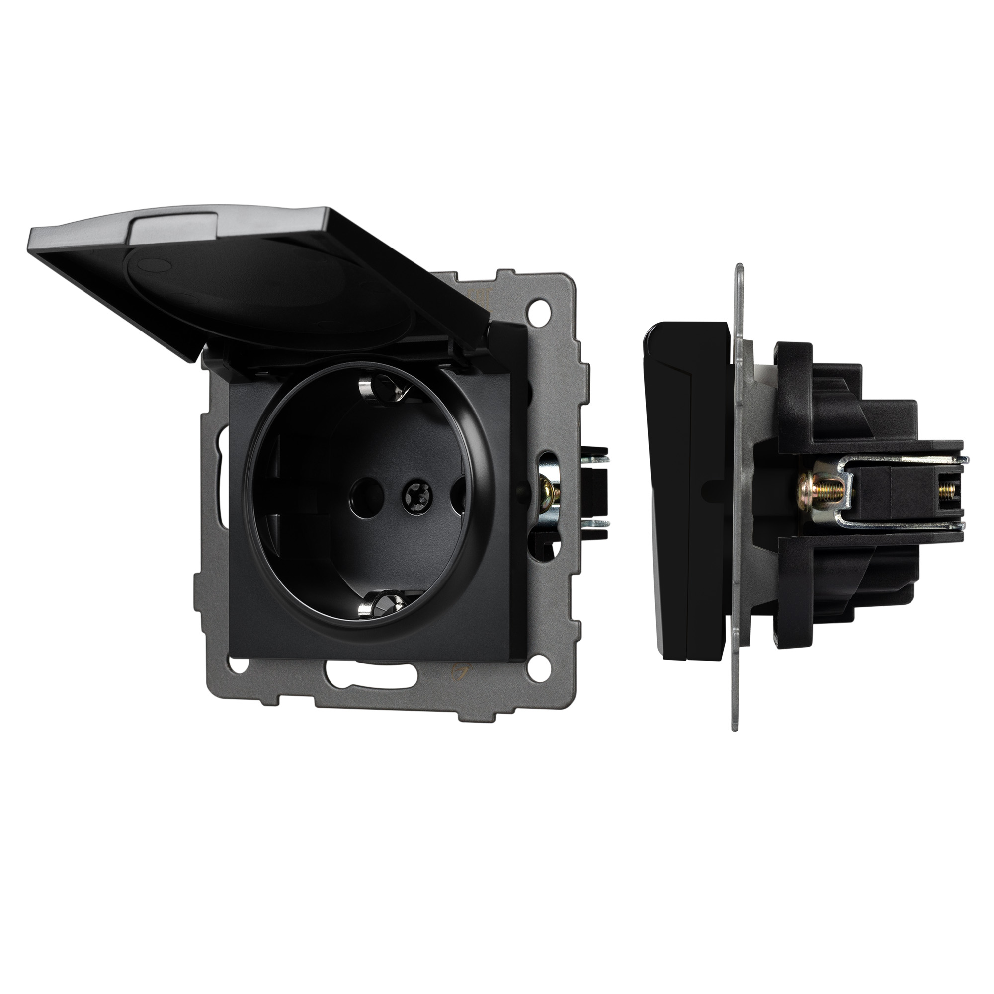 Механизм розетки влагозащищённый SCT-MCP-PL-BK-V (250V, 16A) (Arlight, -)