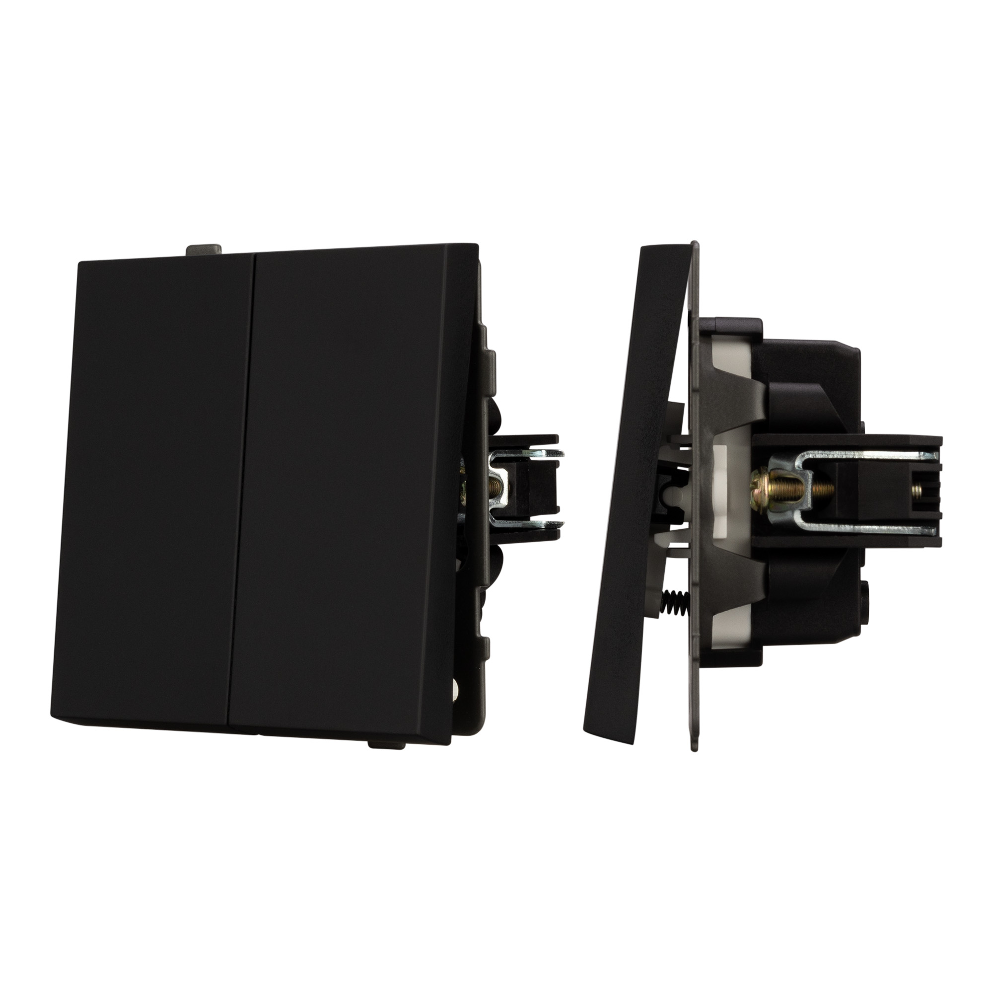 Механизм выключателя двухклавишный непроходной SWT-TENDO-MK02-SFPL-BK (230V, 10A) (Arlight, Матовый черный)