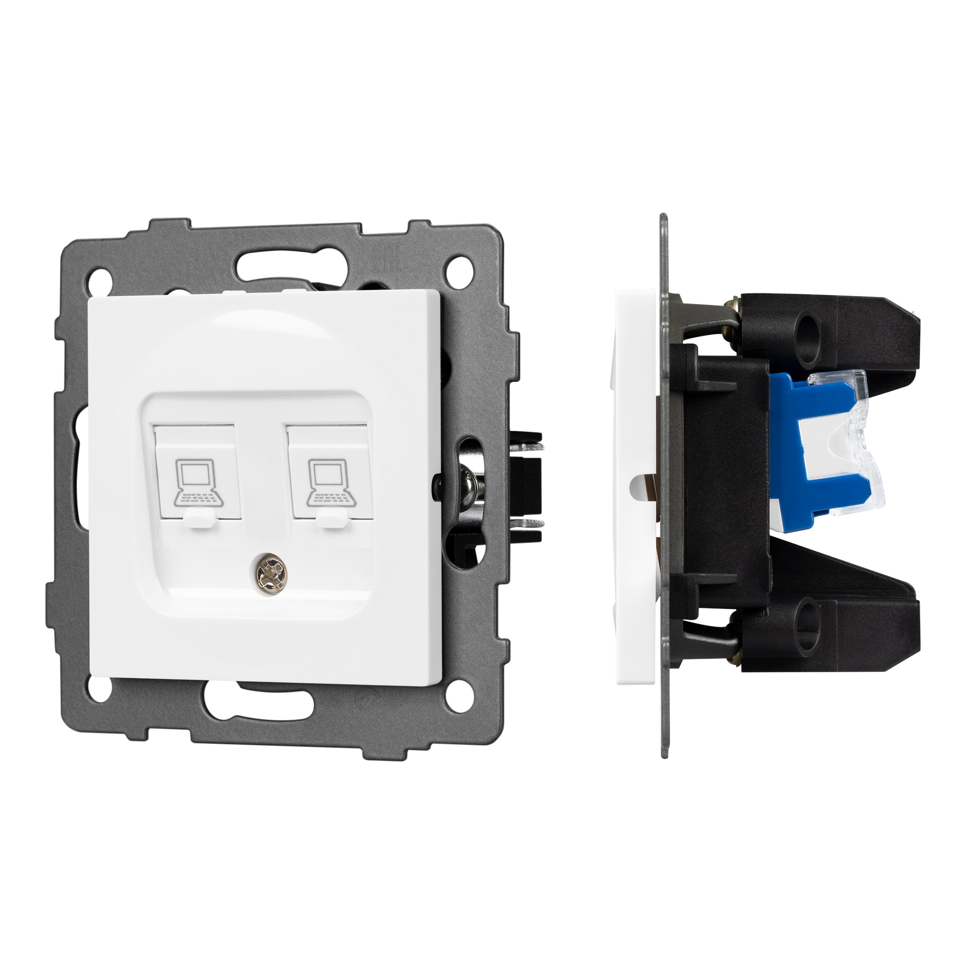 Механизм компьютерной розетки двойной SCT-MPC2-PL-WH-V (RJ-45, CAT6) (Arlight, -)