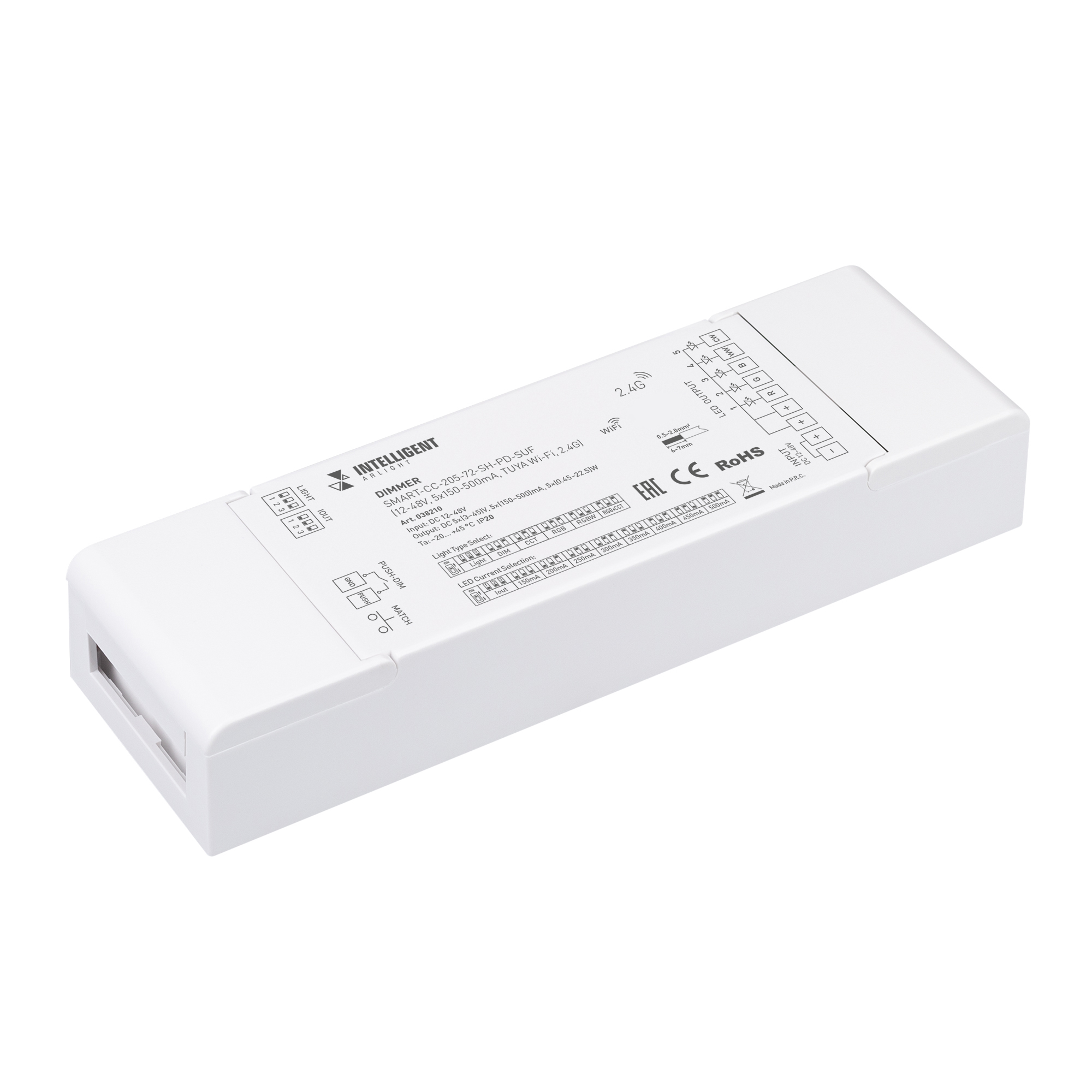 INTELLIGENT ARLIGHT Диммер SMART-CC-205-72-SH-PD-SUF (12-48V, 5x150-500mA, TUYA Wi-Fi, 2.4G) (IARL, Контроллер)