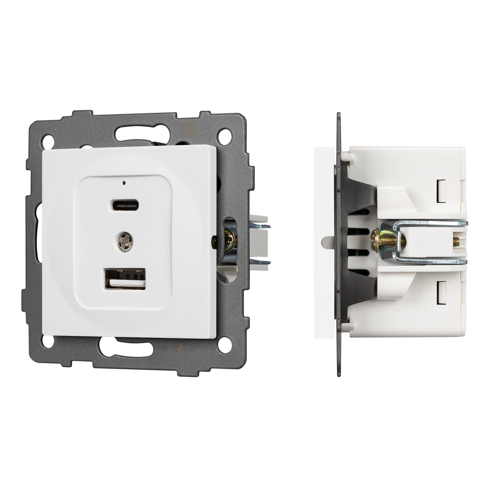 Механизм USB розетки SCT-MUAC-PL-WH-V (5V, 3A, QC4) (Arlight, -)