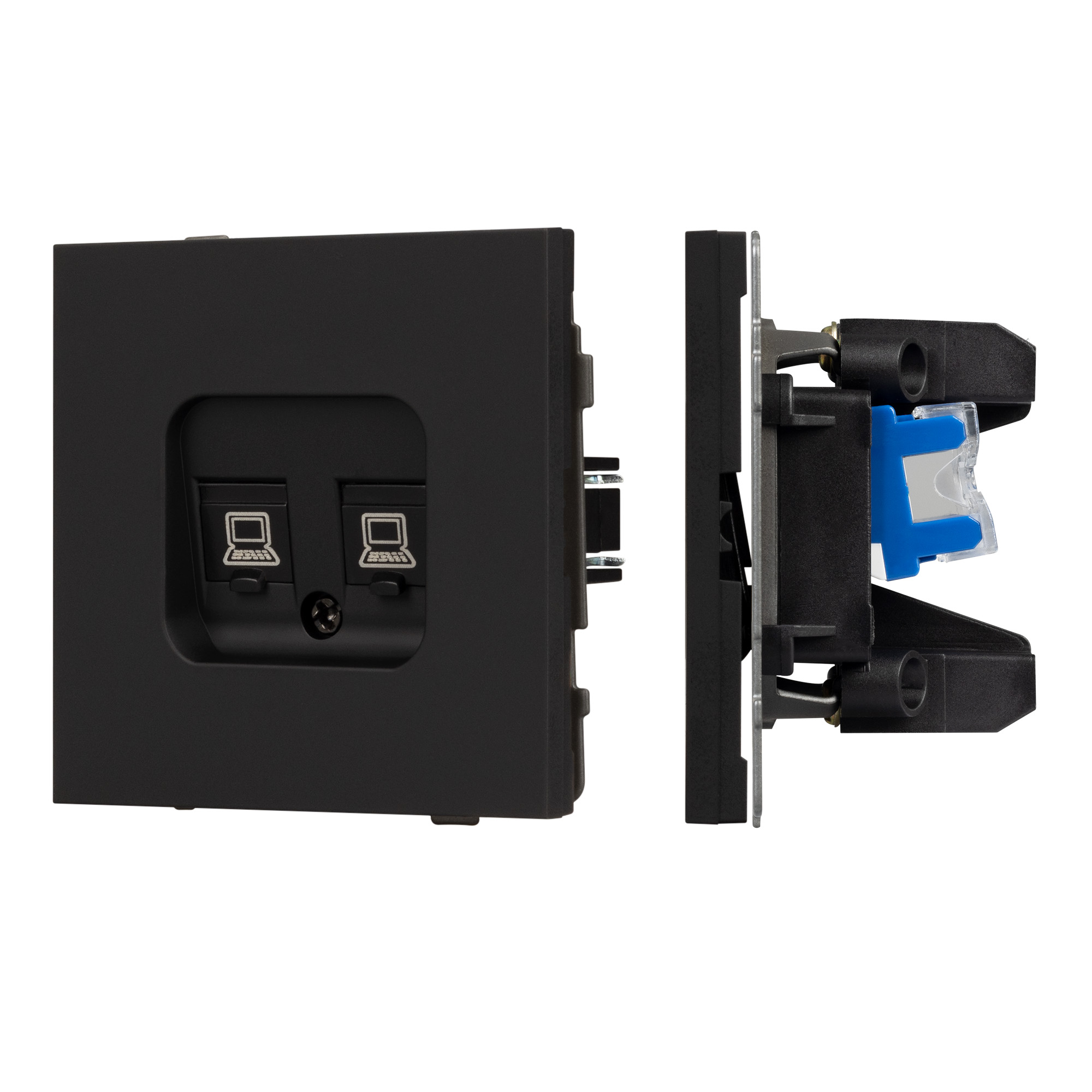 Механизм компьютерной розетки двойной SCT-TENDO-MPC2-SFPL-BK (RJ-45, CAT6) (Arlight, Матовый черный)