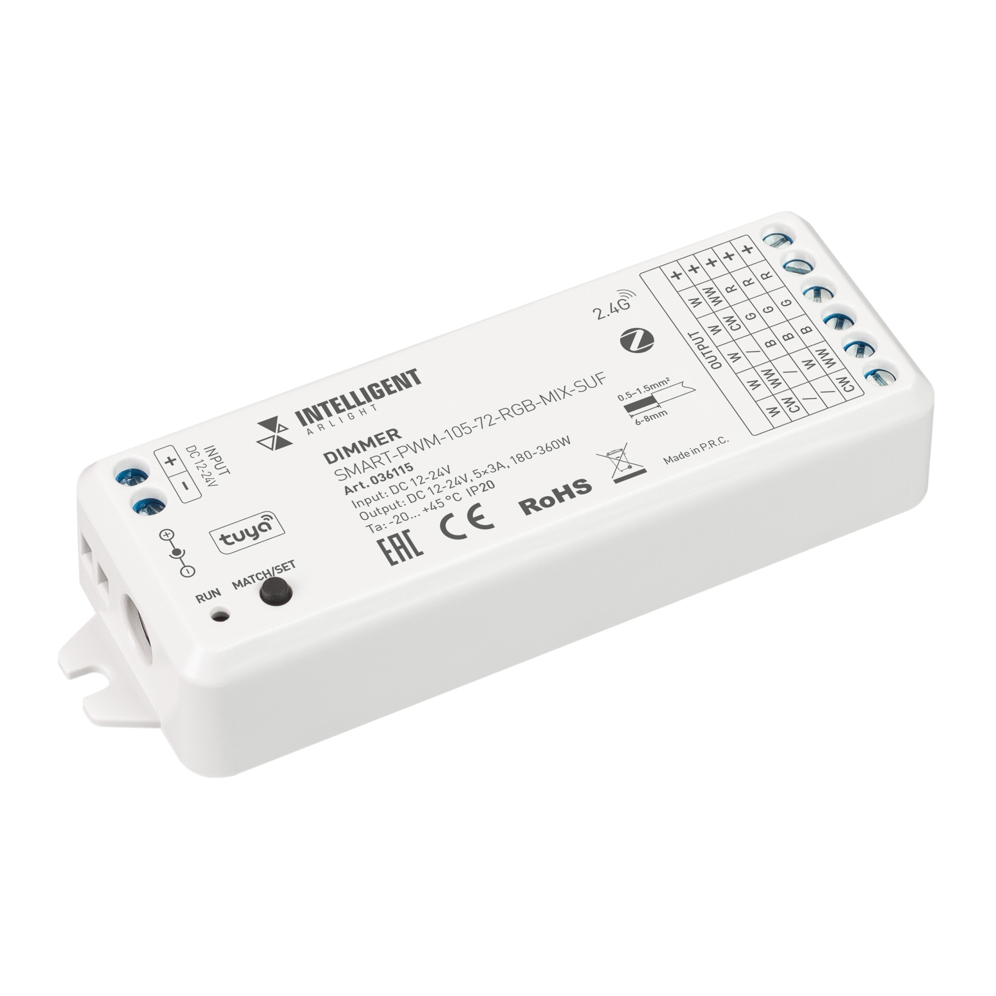 INTELLIGENT ARLIGHT Диммер SMART-PWM-105-72-RGB-MIX-SUF (12-24V, 5x3A, ZB, 2.4G) (IARL, Контроллер)