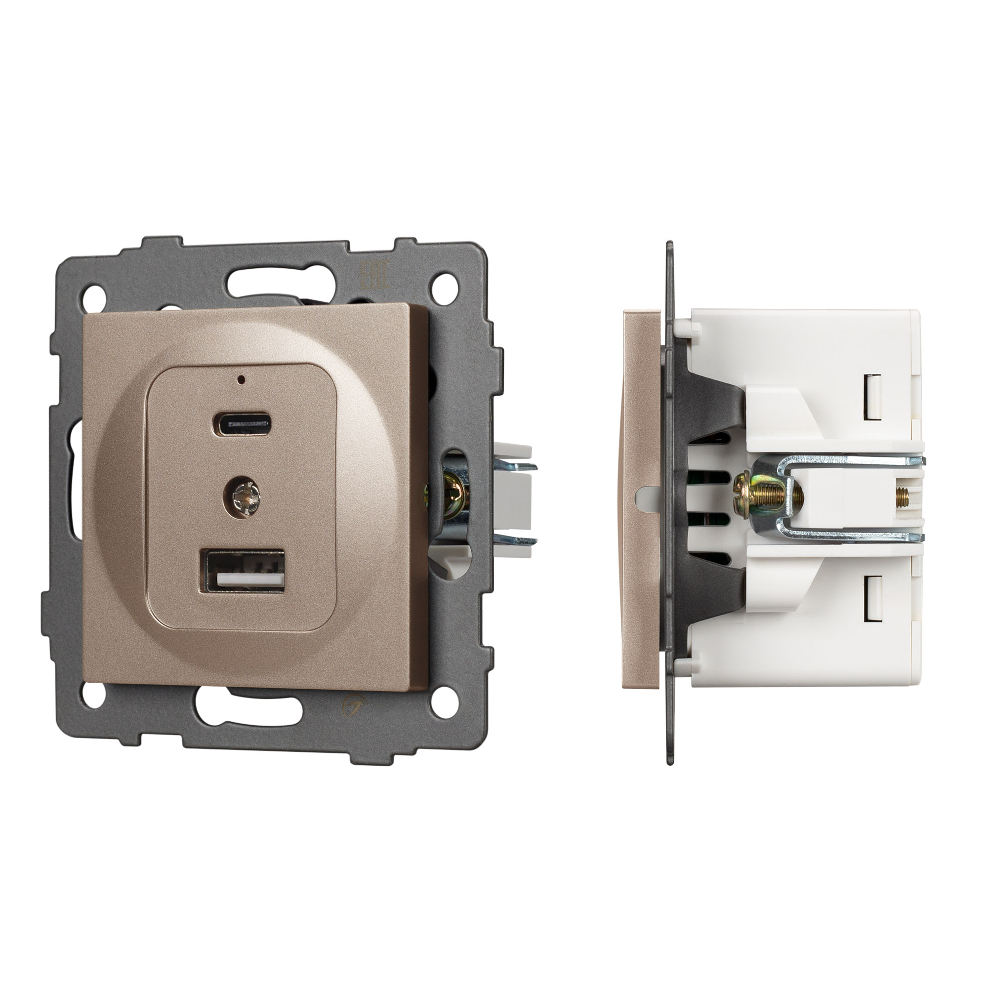 Механизм USB розетки SCT-MUAC-PL-GD-V (5V, 3A, QC4) (Arlight, -)