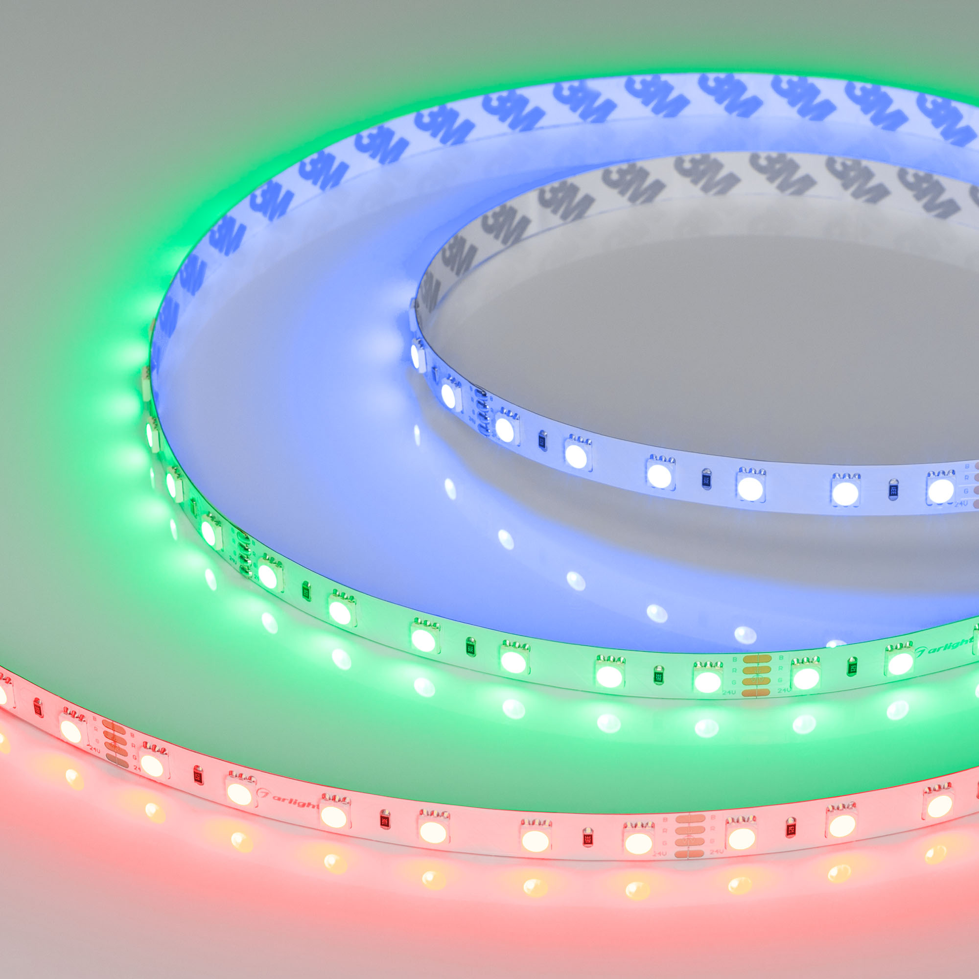 Светодиодная лента RT-B60-10mm 24V RGB (14.4 W/m, IP20, 5060, 5m) (Arlight, Открытый)