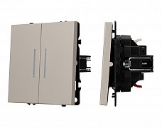 ARL NOBE Выключатель звонковый 2 кл подсветка софт-тач кашемир SWT-MKR2-SFPL-L-CA (250V, 10A) (Arlight, -)