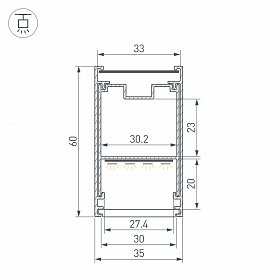 Профиль LINE-3560-BENT-SIDE-2000 ANOD (Arlight, Алюминий)