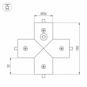 Соединитель профиля ROUND-D36-360-X90 (Arlight, Алюминий)