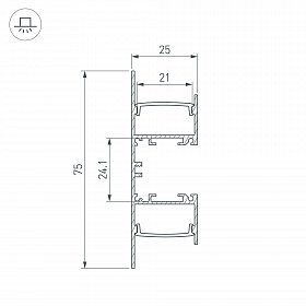 Профиль WALL-2575-DUAL-2000 ANOD (Arlight, Алюминий)