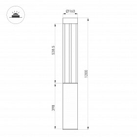 Светильник LGD-CASTELLO-BOLL-H1200-20W Warm3500-MIX (GR, 80 deg, 230V) (Arlight, IP65 Металл, 5 лет)