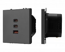 ARL NOBE USB Розетка тип А+С+С софт-тач серый базальт SCT-MUACC-SFPL-FC-GR (65W, QC3) (Arlight, -)