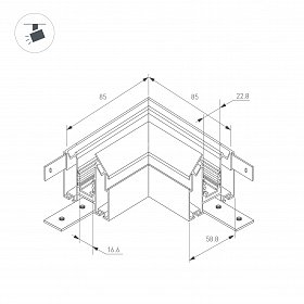 Коннектор угловой MAG-ORIENT-CON-2653-STR-G-L90 (BK) (Arlight, Металл)