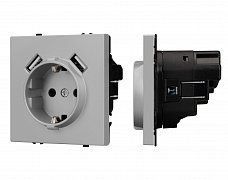 Механизм розетки с USB зарядкой SCT-NOBE-MUAA-SFPL-IS (230V, 16A) (Arlight, Никель)
