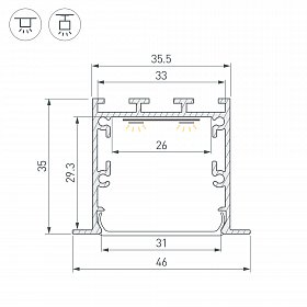 Профиль LINIA49-F-M-2500 WHITE (Arlight, Алюминий)