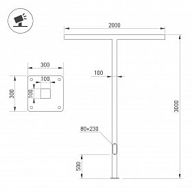 Опора-светильник OXOR-STER-T-2000x100x100-L3000-100W Warm3000 (BK, 230V) IP65 (Arlight, -)