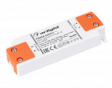 Блок питания ARV-SN24015-FLAT-B (24V, 0.63A, 15W) (Arlight, IP20 Пластик, 3 года)