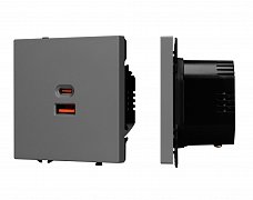 ARL NOBE USB Розетка тип A+C софт-тач серый базальт SCT-MUAC-SFPL-FC-GR (65W, QC3) (Arlight, -)
