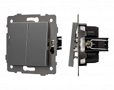 Механизм выключателя двухклавишный самовозвратный SWT-MKR2-PL-GR-V (250V, 10A) (Arlight, -)