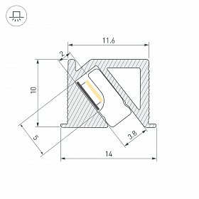 Профиль SL-BEVEL-H10-F14-2000 ANOD BLACK (Arlight, Алюминий)