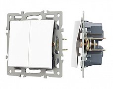 Механизм выключателя двухклавишный проходной SWT-MKP2-PL-WH (250V, 16A) (Arlight, -)