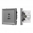 Механизм USB розетки SCT-TENDO-MUAC-PL-GR (5V, 3A, QC3) (Arlight, Графитовый)