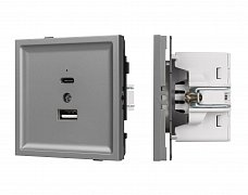 Механизм USB розетки SCT-TENDO-MUAC-PL-GR (5V, 3A, QC3) (Arlight, Графитовый)