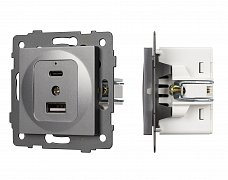 Механизм USB розетки SCT-MUAC-PL-GR-V (5V, 3A, QC4) (Arlight, -)