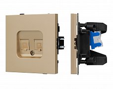 Механизм компьютерной розетки двойной SCT-TENDO-MPC2-SFPL-GD (RJ-45, CAT6) (Arlight, Матовый песочный)