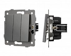 Механизм выключателя трехклавишный непроходной SWT-MK03-PL-GR-V (250V, 10A) (Arlight, -)
