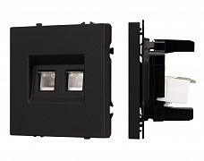ARL NOBE Розетка компьютерная двойная софт-тач черный оникс SCT-MPC2-SFPL-BK (2хRJ-45, CAT6) (Arlight, -)